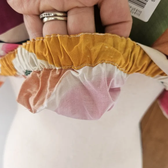 NWT FARM Rio 'Dancing Stripes' Puff Sleeve Crop Top, Size XS - Picture 16 of 16